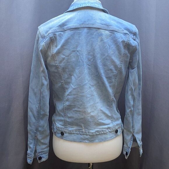 Lucky Brand Tomboy Trucker jean denim jacket Sz M distressed - Picture 7 of 13
